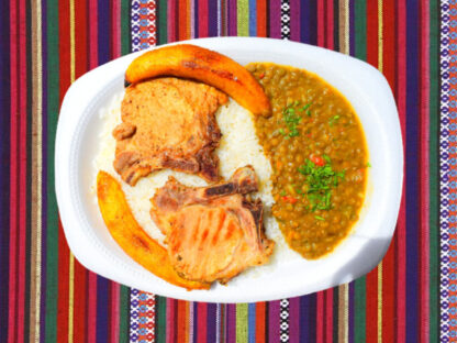 Platos tradicionales Quito | Chuleta con menestra domicilio Quito